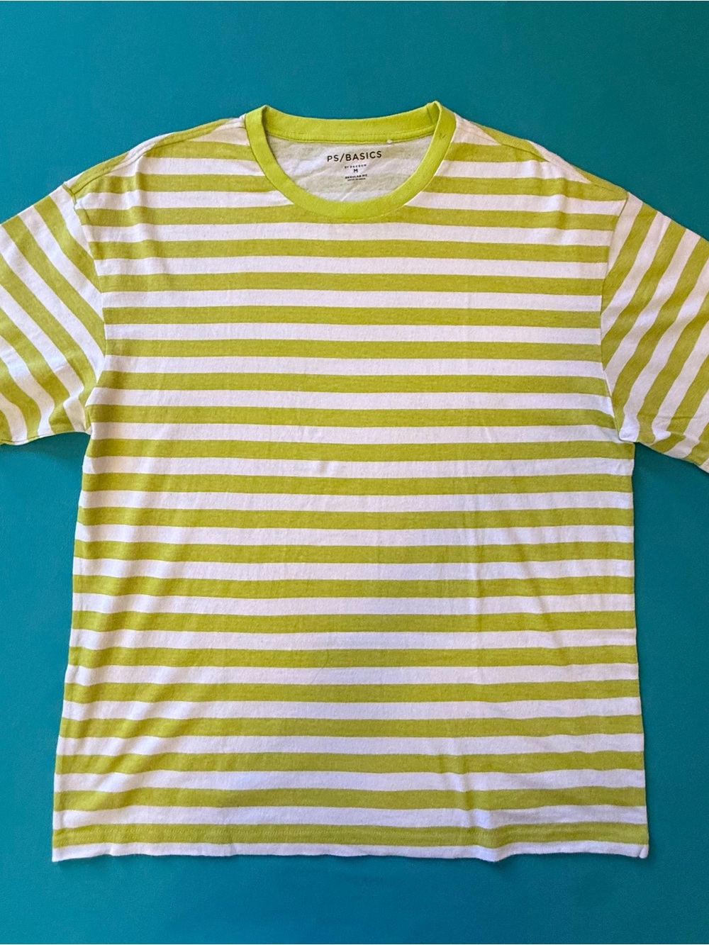 PacSun Striped Lime Green and White Short Sleeve Tee